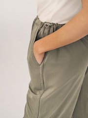 Khaki Green Clean Waist Cargo Parachute Trousers - Image 2 of 5
