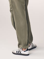 Khaki Green Clean Waist Cargo Parachute Trousers - Image 3 of 5
