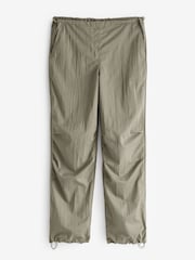Khaki Green Clean Waist Cargo Parachute Trousers - Image 5 of 5