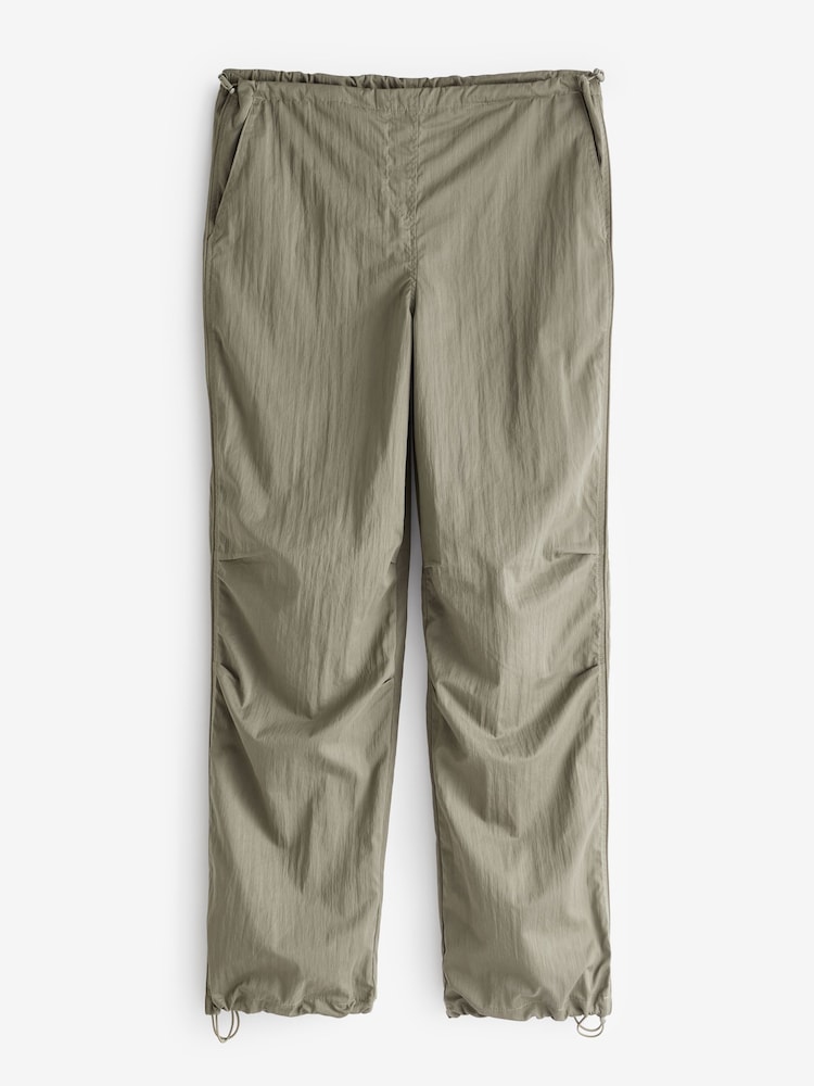 Khaki Green Clean Waist Cargo Parachute Trousers - Image 5 of 5