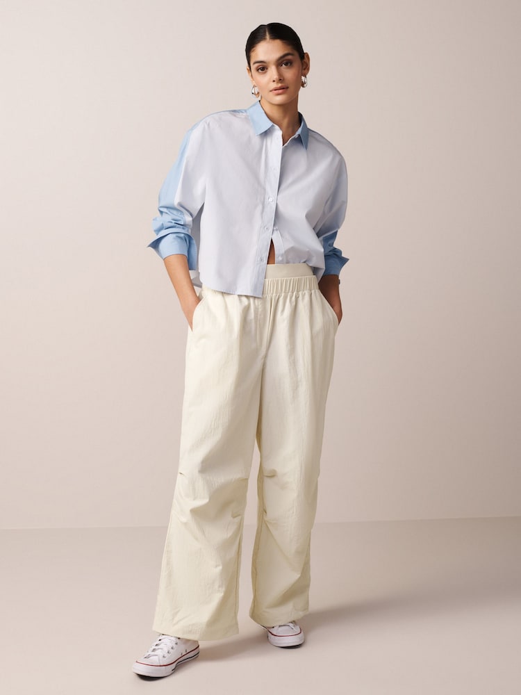 Ecru White Nylon Track Boxer Trousers - Image 1 of 6