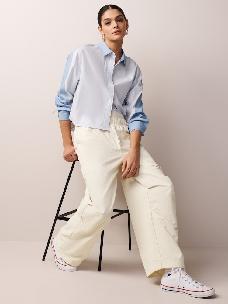 Ecru White Nylon Track Boxer Trousers - Image 2 of 6