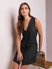 Black Stripe Jersey Blazer Mini Dress - Image 1 of 6