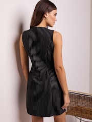 Black Stripe Jersey Blazer Mini Dress - Image 2 of 6