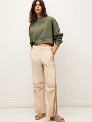 Natural/Ecru Side Stripe Nylon Track Joggers - Image 1 of 8