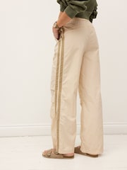 Natural/Ecru Side Stripe Nylon Track Joggers - Image 4 of 8