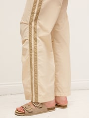 Natural/Ecru Side Stripe Nylon Track Joggers - Image 5 of 8