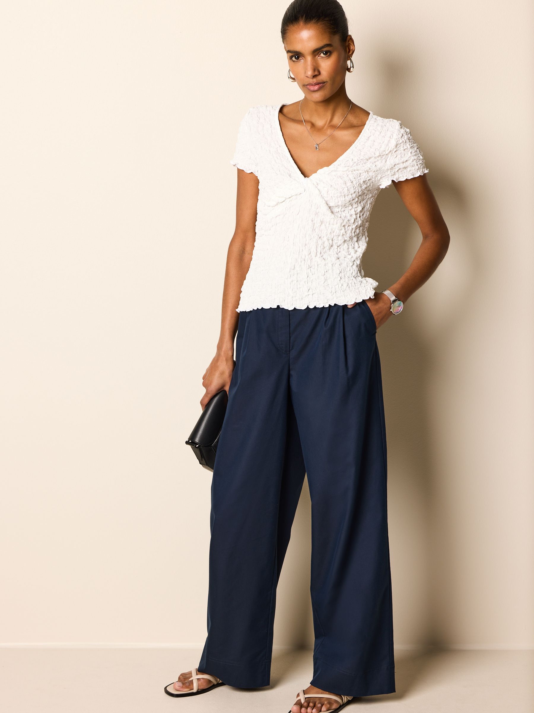 Cotton wide leg trousers uk shop