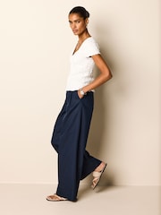 Marineblau/blau - Elegante Hose mit weitem Bein aus Baumwollmix - Bild 2 von 7