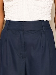Marineblau/blau - Elegante Hose mit weitem Bein aus Baumwollmix - Bild 5 von 7