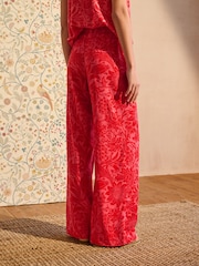 Morris & Co. Pink Sunflower Wide Leg Trousers With Linen - Image 3 of 6