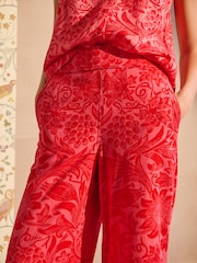 Morris & Co. Pink Sunflower Wide Leg Trousers With Linen - Image 4 of 6