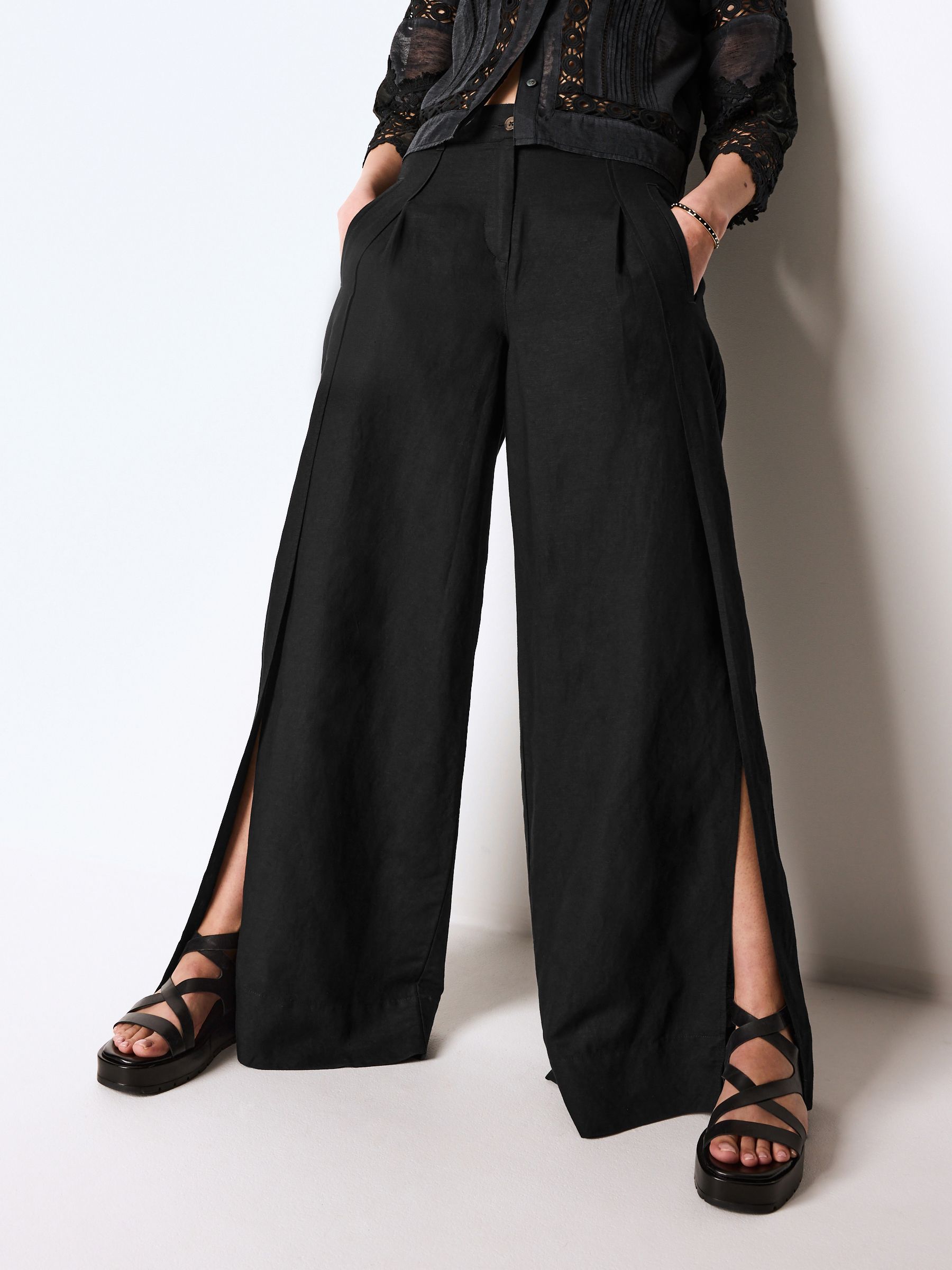 Next black linen trousers clearance