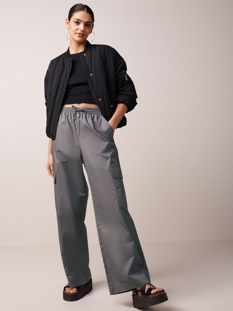 Charcoal Grey Wide Leg Cargo Trousers - Image 1 of 6
