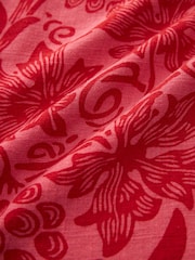 Morris & Co. Sunflower Linen Blend Button Down Relaxed Sleeve Printed Top - Image 7 of 7