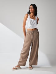 White Summer Square Neck Top with Linen - Image 3 of 6