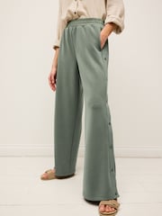 Khaki Green Soft Jersey Popper Side Trousers - Image 2 of 6