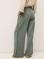 Khaki Green Soft Jersey Popper Side Trousers - Image 3 of 6