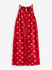 Red Linen Blend High Neck Mini Dress - Image 5 of 6