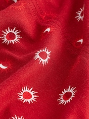 Red Linen Blend High Neck Mini Dress - Image 6 of 6