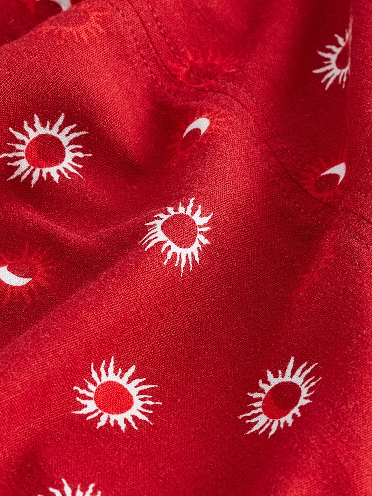 Red Linen Blend High Neck Mini Dress - Image 6 of 6