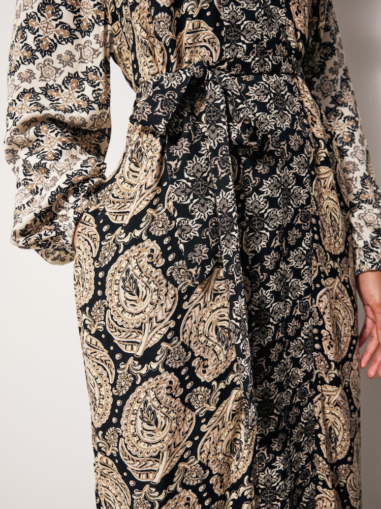 Black/Cream Summer Maxi Kaftan Dress - Image 5 of 7