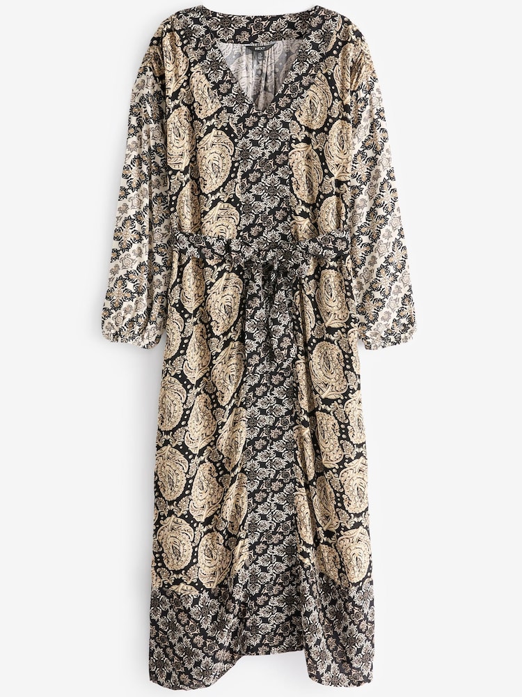 Black/Cream Summer Maxi Kaftan Dress - Image 6 of 7