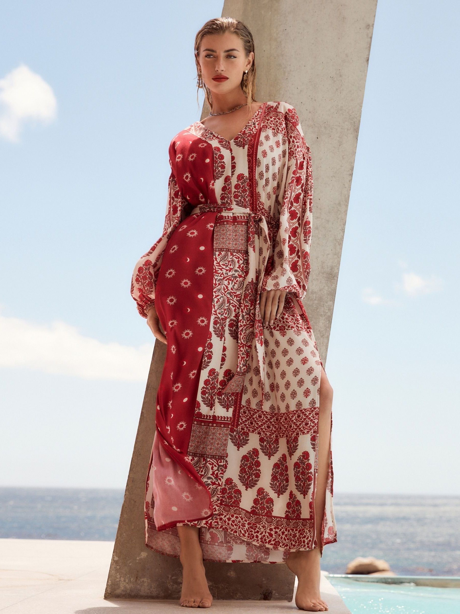 Buy Red Summer Maxi Kaftan Dress from Next Luxembourg