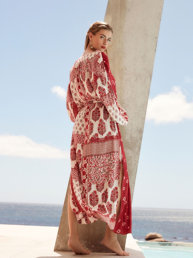 Red Summer Maxi Kaftan Dress - Image 3 of 6