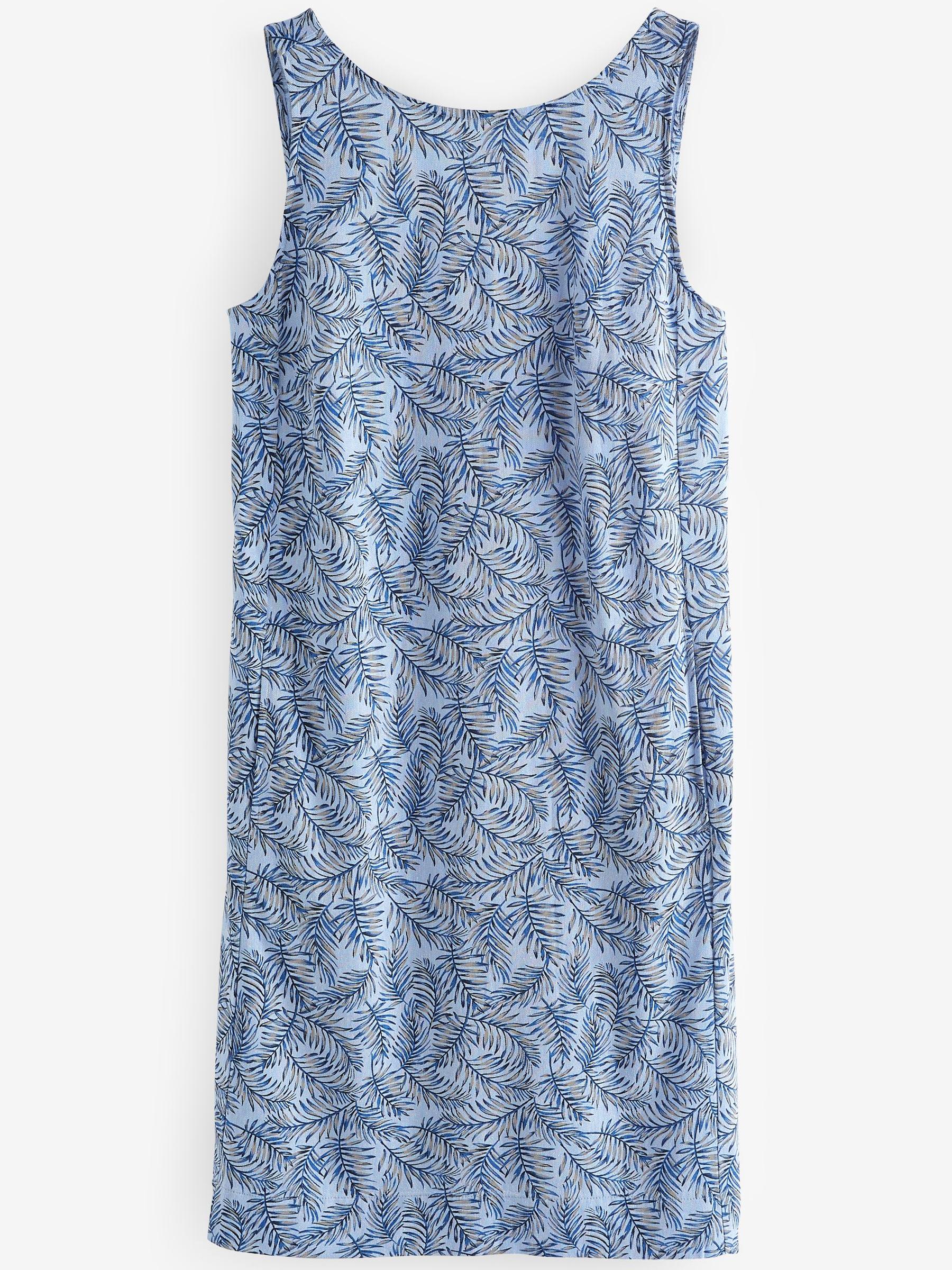 White and blue linen dress cheap