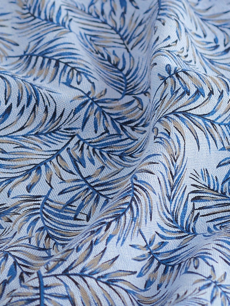 Blue/White Linen Blend Sleeveless Shift Dress - Image 6 of 6