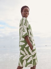 Green/White Oversized Cover Up Kaftan With Linen - Image 3 of 7