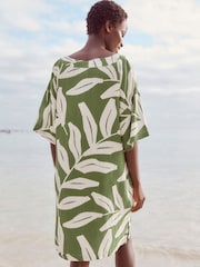 Green/White Oversized Cover Up Kaftan With Linen - Image 4 of 7
