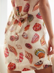 Ecru Premium 100% Linen Button Down Mini Dress - Image 5 of 7