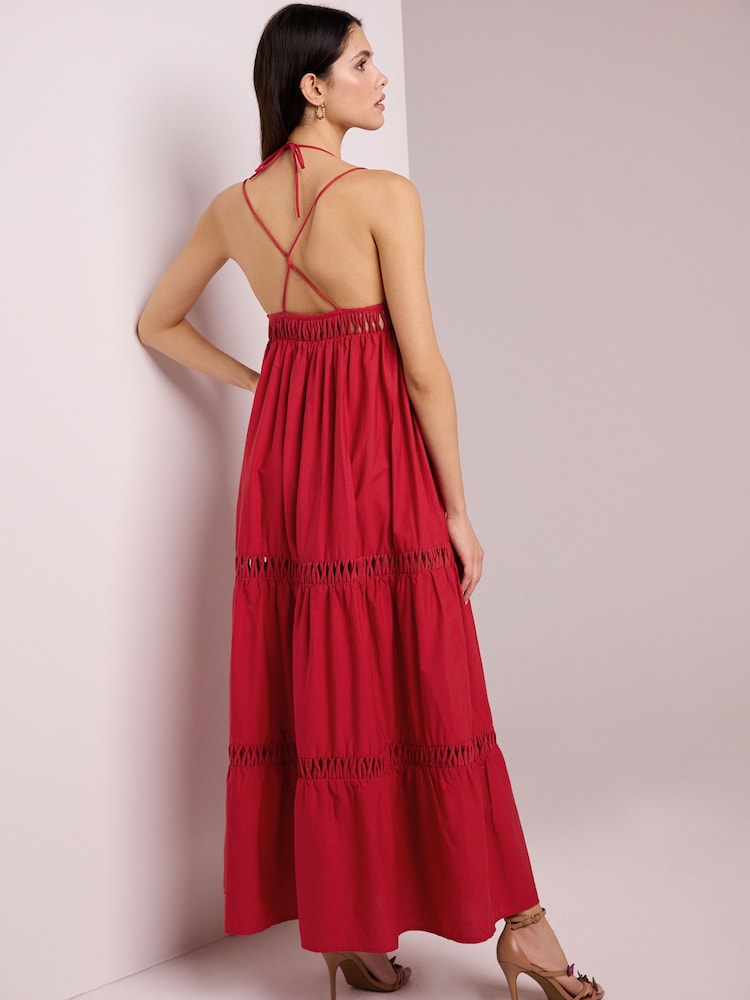 Red Summer Tiered Dress - Image 2 of 6