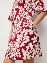 Red/Cream Oversized Cover Up Kaftan With Linen - Image 4 of 6