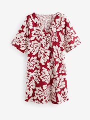 Red/Cream Oversized Cover Up Kaftan With Linen - Image 6 of 6