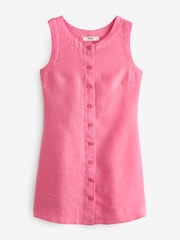 Pink Premium 100% Linen Button Down Mini Dress - Image 5 of 6