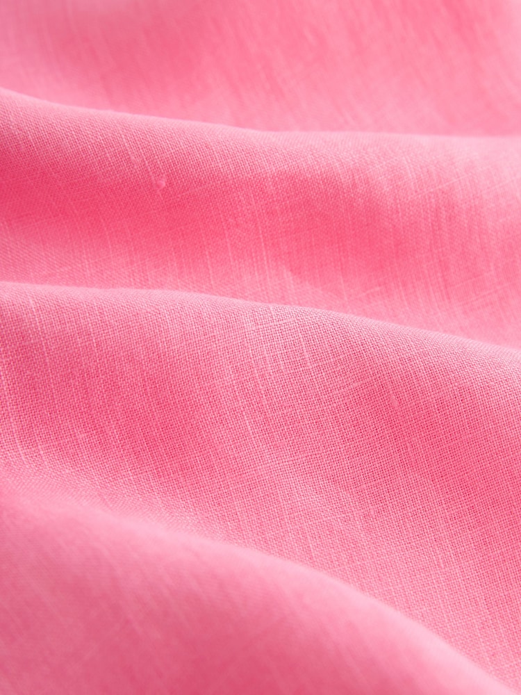 Pink Premium 100% Linen Button Down Mini Dress - Image 6 of 6
