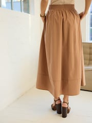 Stone Poplin Midi Shirred Waist Skirt - Image 3 of 6