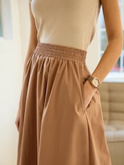 Stone Poplin Midi Shirred Waist Skirt - Image 4 of 6