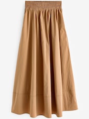 Stone Poplin Midi Shirred Waist Skirt - Image 5 of 6
