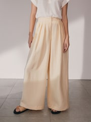 Cream Textured Wide Leg Trousers - Image 3 of 7