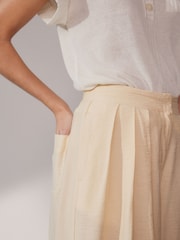 Cream Textured Wide Leg Trousers - Image 5 of 7