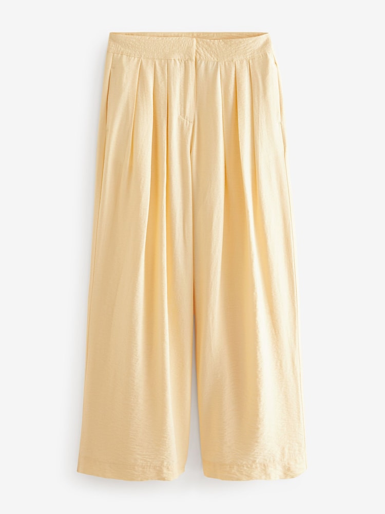 Cream Textured Wide Leg Trousers - Image 6 of 7