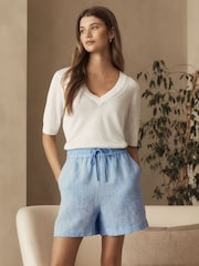 Blue 100% Linen Boy Shorts - Image 3 of 7