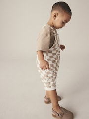 Stone Check 100% Cotton Dungaree & Short Sleeve T-Shirt Set (3mths-7yrs) - Image 1 of 4