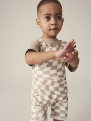 Stone Check 100% Cotton Dungaree & Short Sleeve T-Shirt Set (3mths-7yrs) - Image 3 of 4
