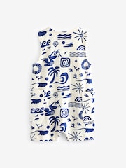 Cobalt Blue/Ecru All-Over Print 100% Cotton All-In-One (3mths-7yrs) - Image 6 of 7