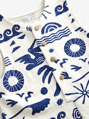 Cobalt Blue/Ecru All-Over Print 100% Cotton All-In-One (3mths-7yrs) - Image 7 of 7